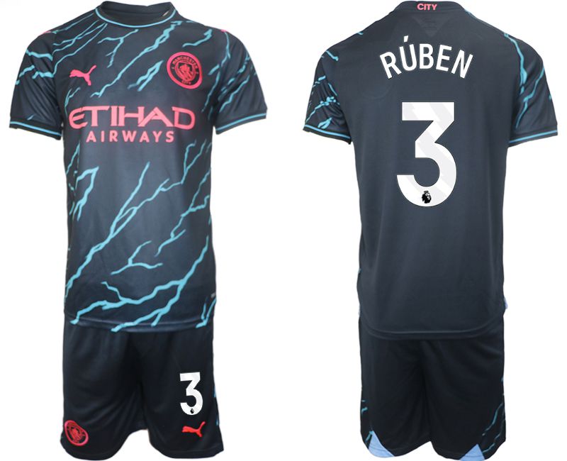 Men 2023-2024 Club Manchester City away blue #3 Soccer Jersey